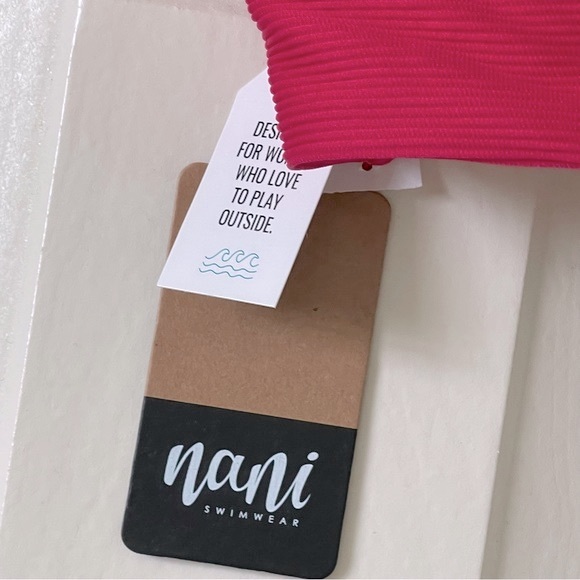 Nanni Swimwear Textured Berry Switch V Crop Swimsuit Top Berry Pink Color Size M - Picture 6 of 10